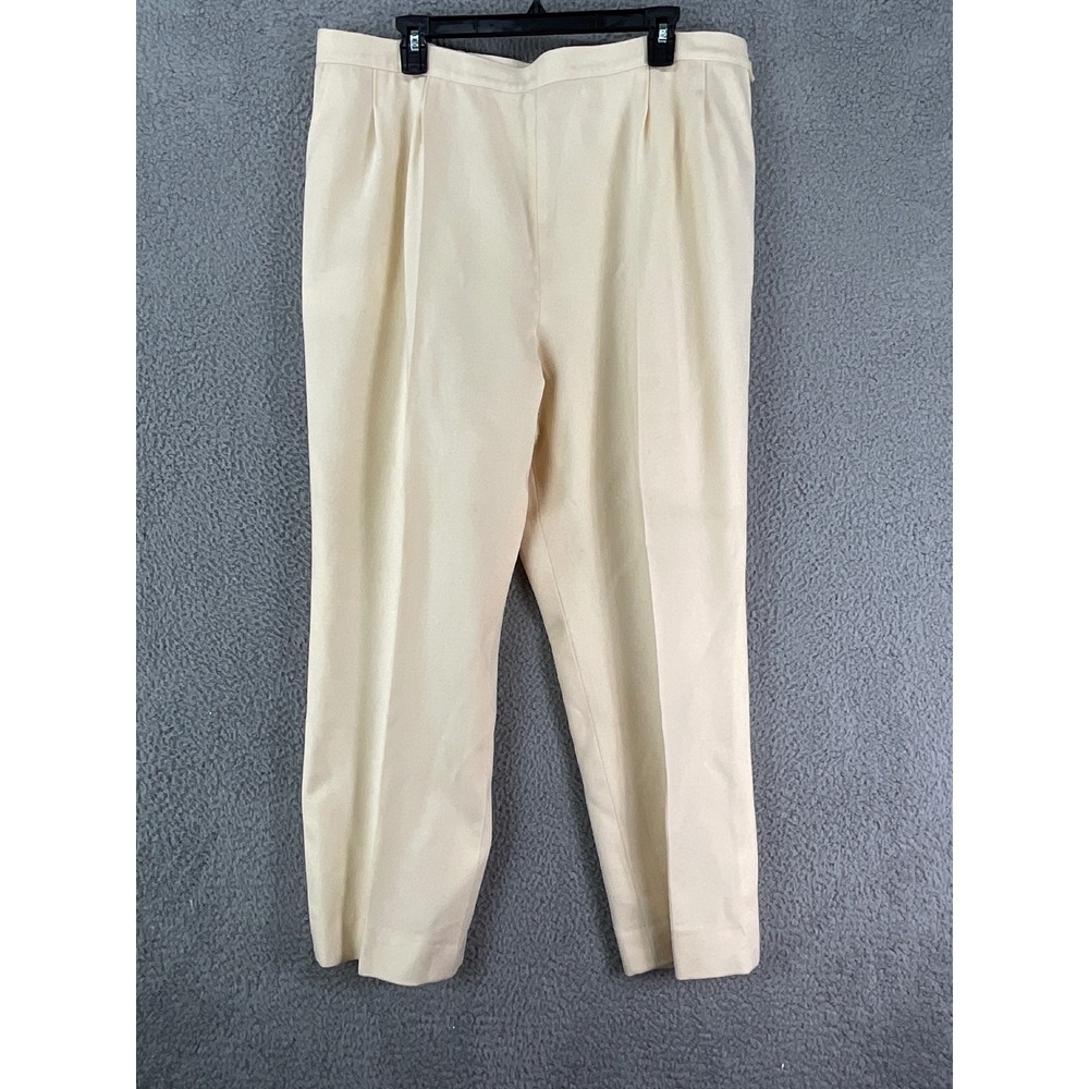 Pendleton Wool Trousers Womens 22W Cream Pleated High Rise Straight Leg USA Made